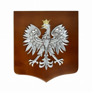 Godło srebrzone na drewnianym herbie - 30 x 35
