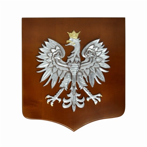 Godło srebrzone na drewnianym herbie - 30 x 35