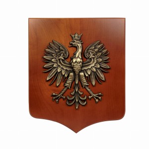 Godło mosiądzowane  na desce bukowej 40x45