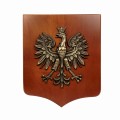 Godło mosiądzowane  na desce bukowej 50x55