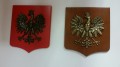 Godło mosiądzowane  na czerwonej  tarczy MDF 50x55 cm 