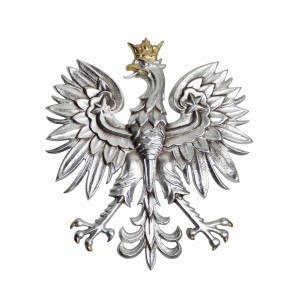 Orzeł odlew srebrzony ze złotymi dodatkami 50x55