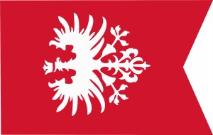 Flaga Powstania Wielkopolskiego z orłem w koronie 110x70cm  pion