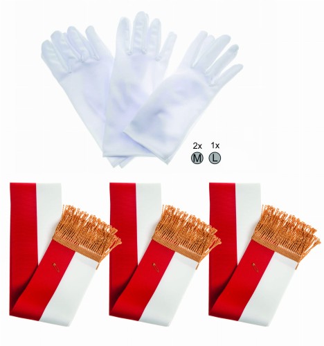 Zestaw dla pocztu sztandarowego (3 szarfy , 3 pary rękawiczek)