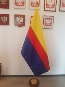 Flaga  podwójny atłas 180x120 cm  Województwo, Powiat, Miasto