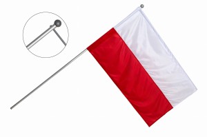 Polska flaga z masztem poprzecznym (Flaga Nieowijająca się)