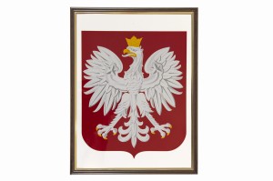 Godło RP  w ramie drewnianej, rozmiar 40x30