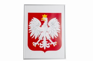 Godło RP srebrna rama 40x50cm