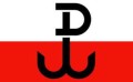 Polska Walcząca flaga z masztem poprzecznym  