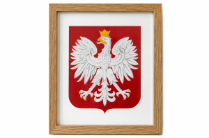 Godło Polski  w ramie drewnianej bukowej 30x40cm