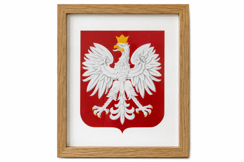Godło Polski  w ramie drewnianej bukowej 30x40cm