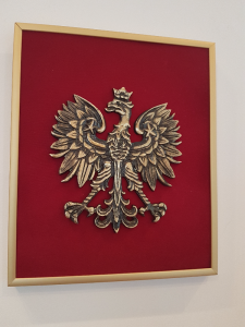 Orzeł z mosiądzu na tkaninie, rozmiar 40x30