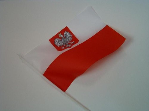 Chorągiewka Polska z godłem (30x20)