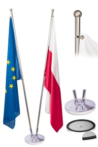 Stojak flagowy srebrny 2 ramienny niklowany 